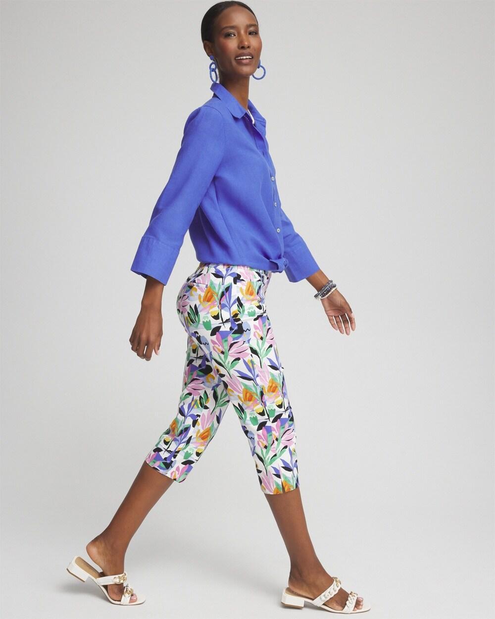 Petite Brigitte Tropical Print Capris Product Image