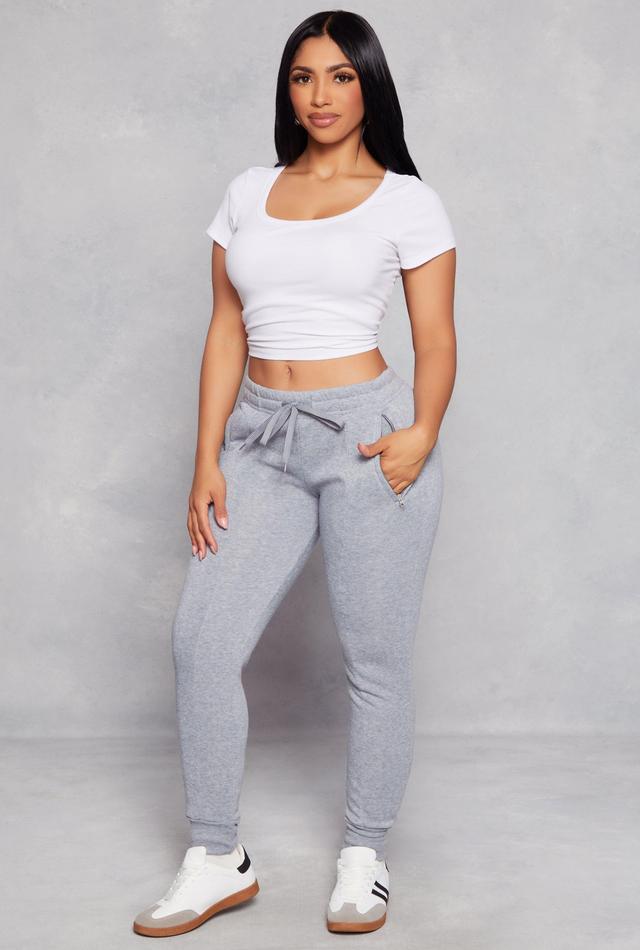 Womens Fleece Pintuck Drawstring High Waist Joggers Product Image