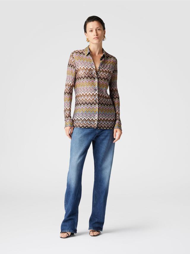 Zig zag viscose knit shirt Product Image