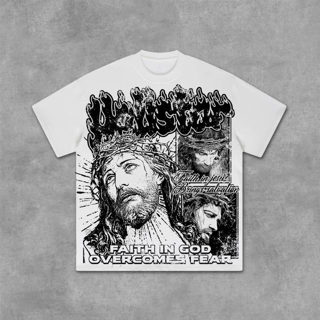 Jesus & God 2024 New Retro Old Graphic Cotton T-Shirt Product Image