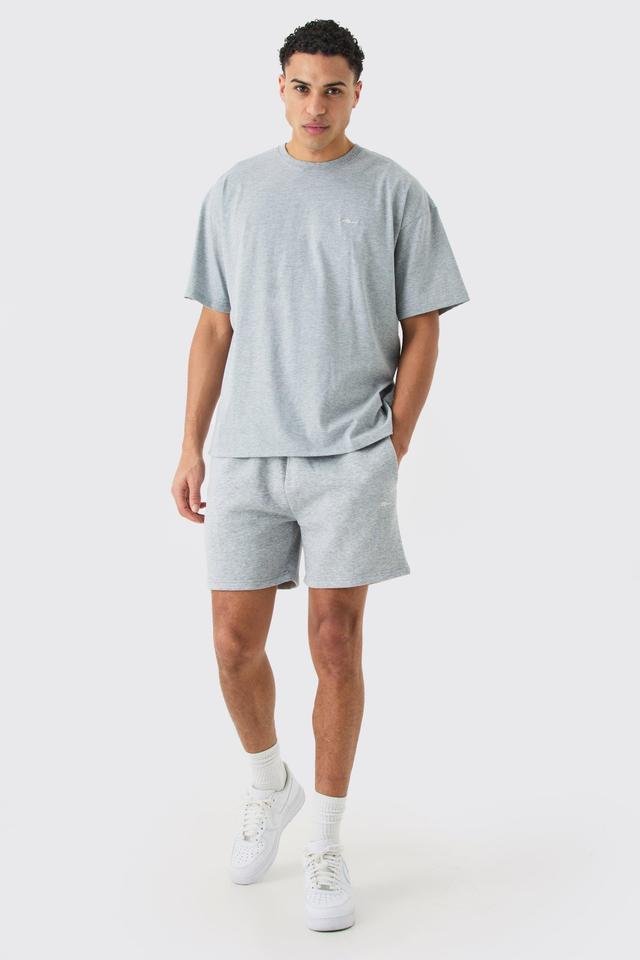 Man Signature T-shirt And Loose Short Set | boohooMAN USA Product Image