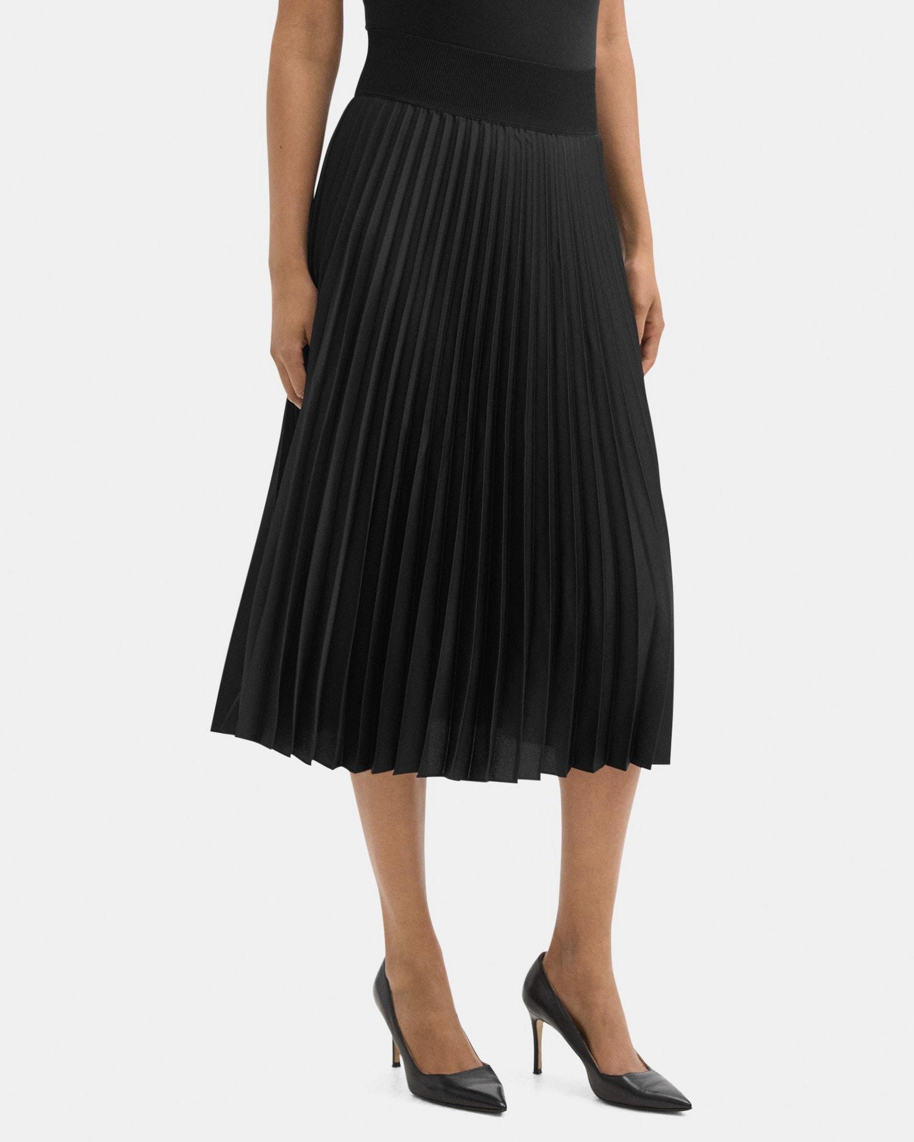 Pleated Pull-On Skirt in Poly Product Image