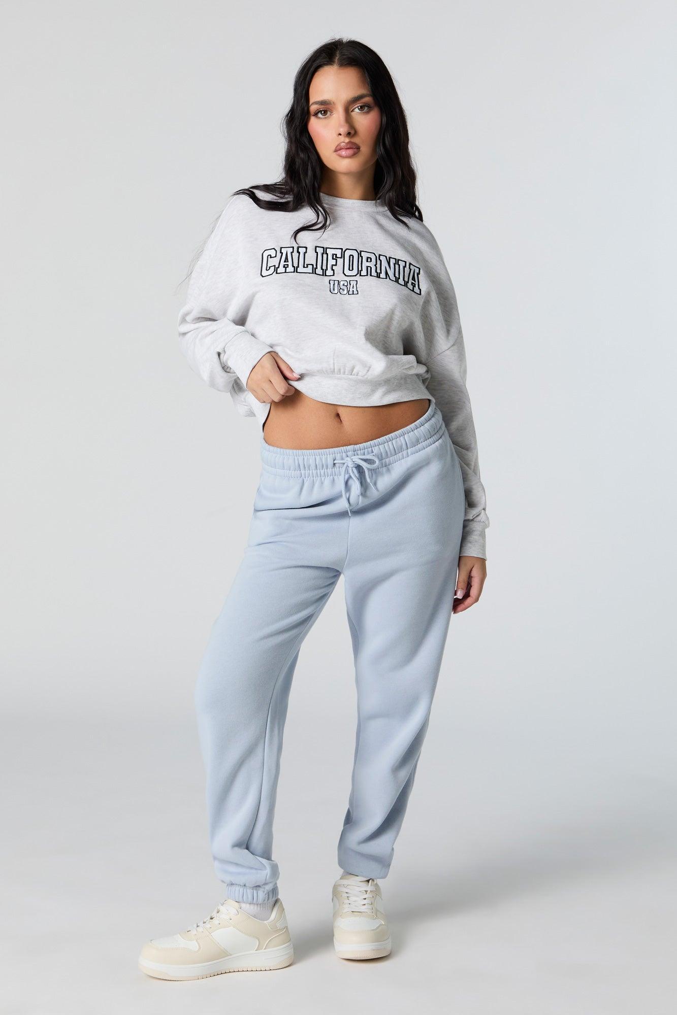 California Embroidered Cropped Fleece Sweatshirt Female Product Image