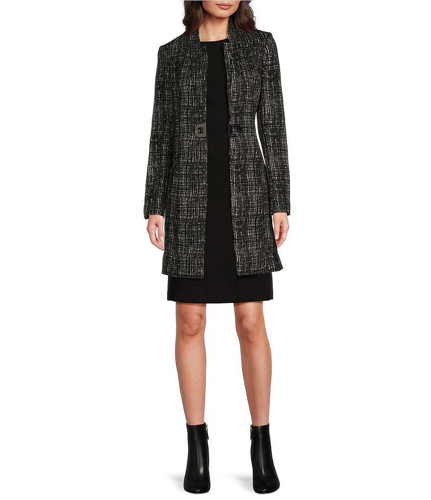 DKNY by Donna Karan Jacquard Knit Novelty DD Open-Front Long Sleeve Topper Product Image