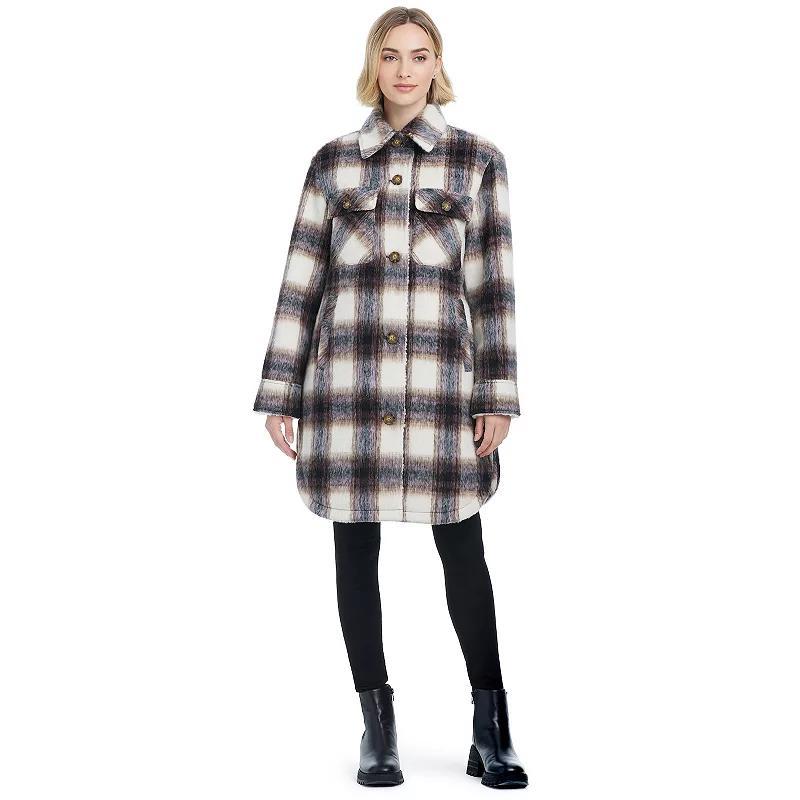 Womens Modern Supply by Sanctuary Faux Wool Plaid Shacket Product Image