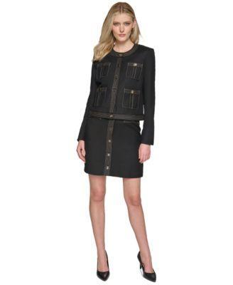 Karl Lagerfeld Womens Trapunto Stitch Collarless Jacket Mini Skirt product image