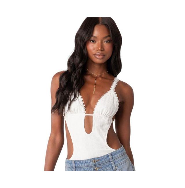 EDIKTED Textured Lace Cutout Bodysuit Product Image