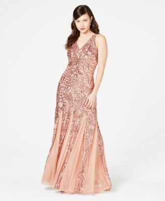 R&M Richards Petite Sleeveless Pleated Sequin Embellished Gown Product Image