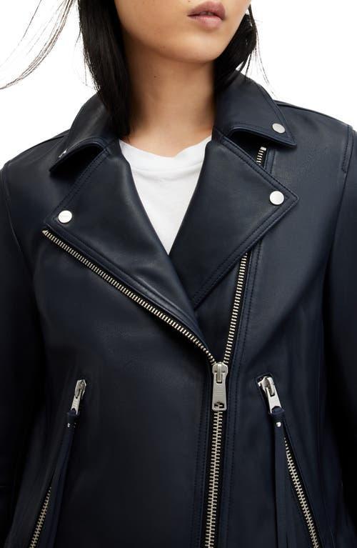 Dalby Leather Biker Jacket In Midnight Blue Product Image