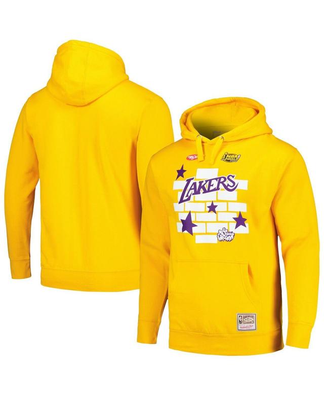 Mens Mitchell & Ness x Tats Cru Gold Los Angeles Lakers Hardwood Classics Brick Pullover Hoodie Product Image