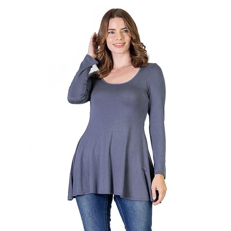 Womens 24Seven Comfort Apparel Swing Style Flared Tunic Top Grey Product Image