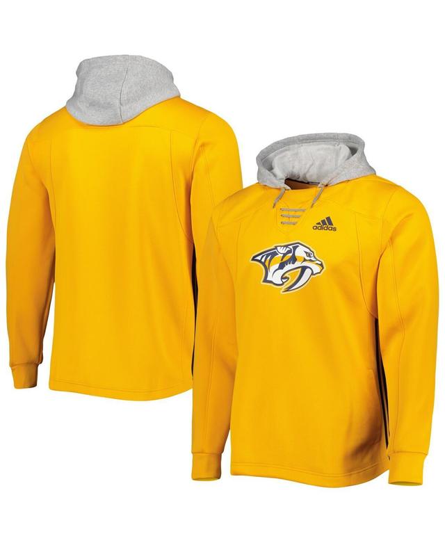 Mens adidas Gold Nashville Predators Skate Lace Primeblue Team Pullover Hoodie Product Image