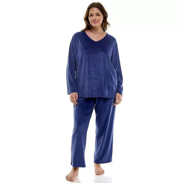 Plus Size Croft & Barrow Velour Pajama Top & Pajama Bottoms Set, Womens Product Image