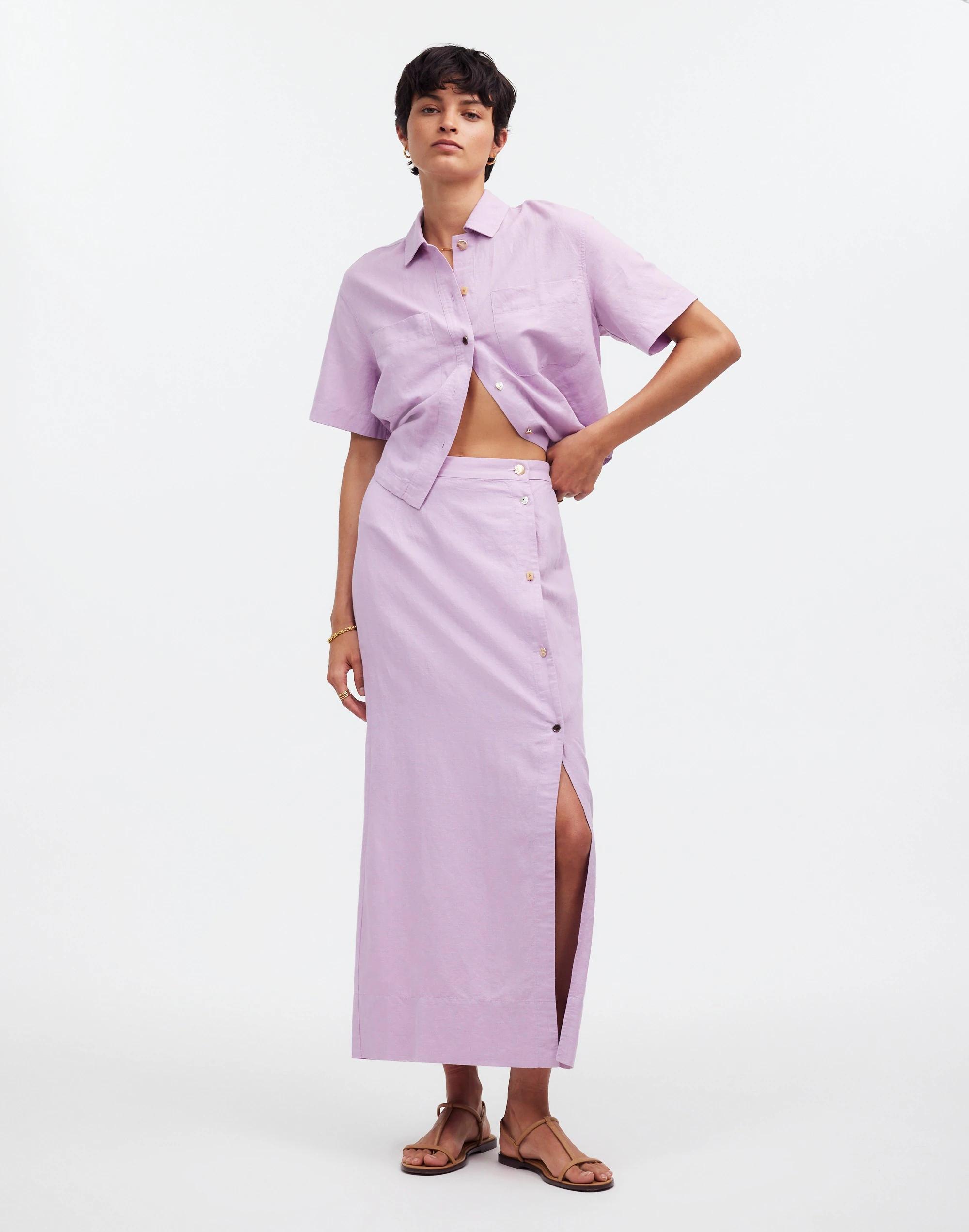 Madewell x Lisa Says Gah! Button-Front Maxi Skirt Product Image