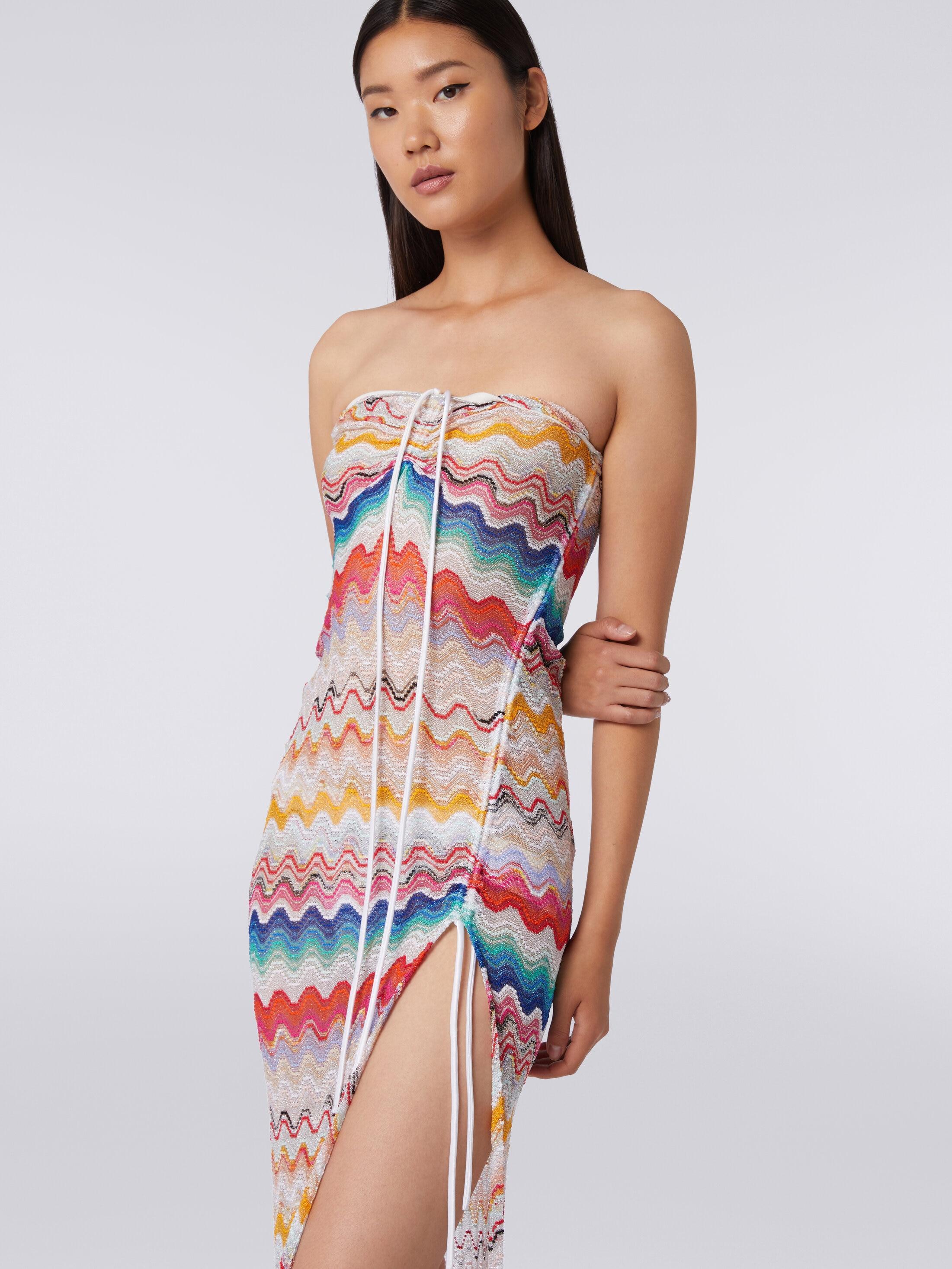 Long cover up dress in wave motif crochet Product Image