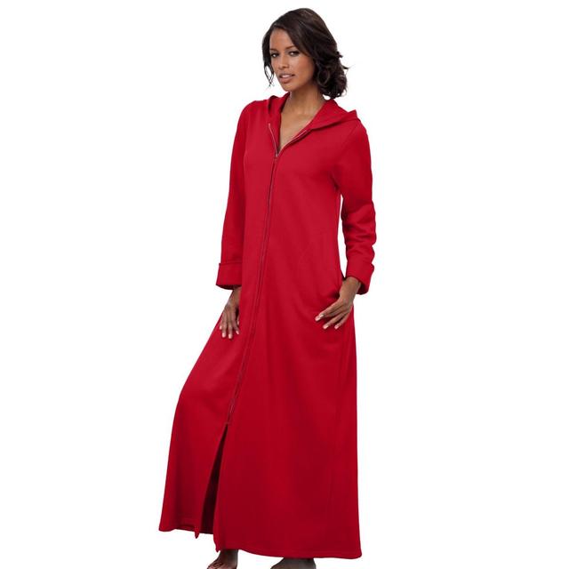 Dreams & Co. Womens Long Hooded Fleece Sweatshirt Robe Product Image