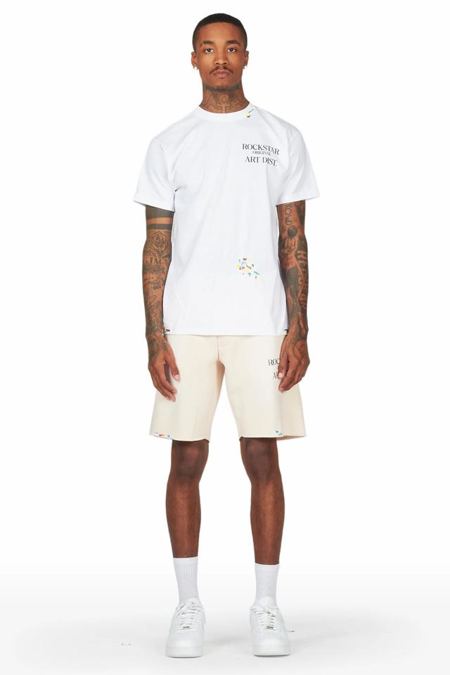 Rockstar Art Dist. White/Beige T-Shirt Short Set Male Product Image