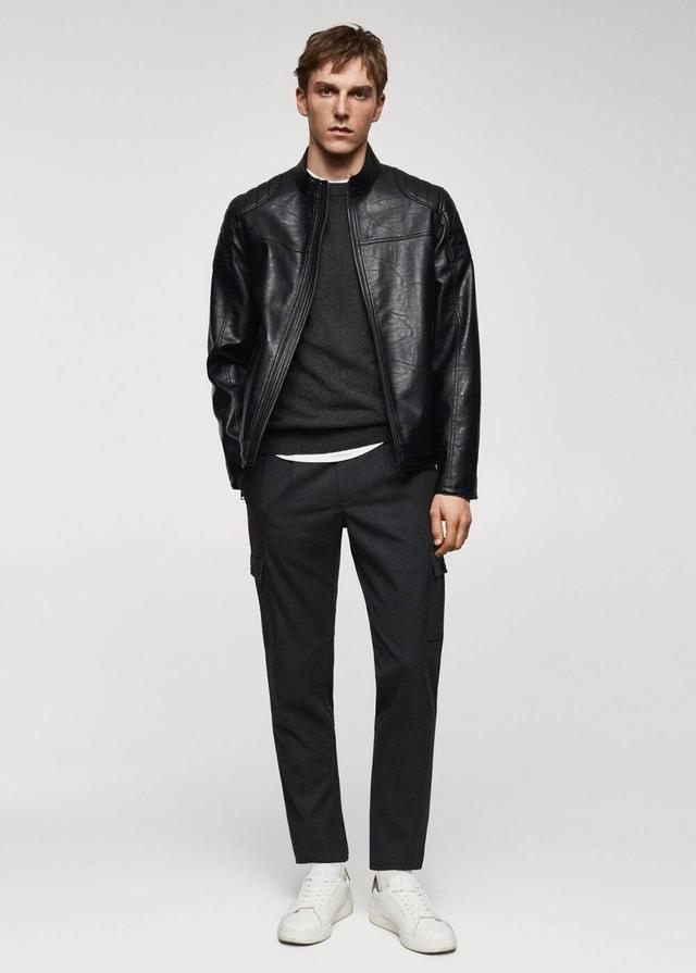 MANGO MAN - Nappa leather-effect jacket blackMen Product Image