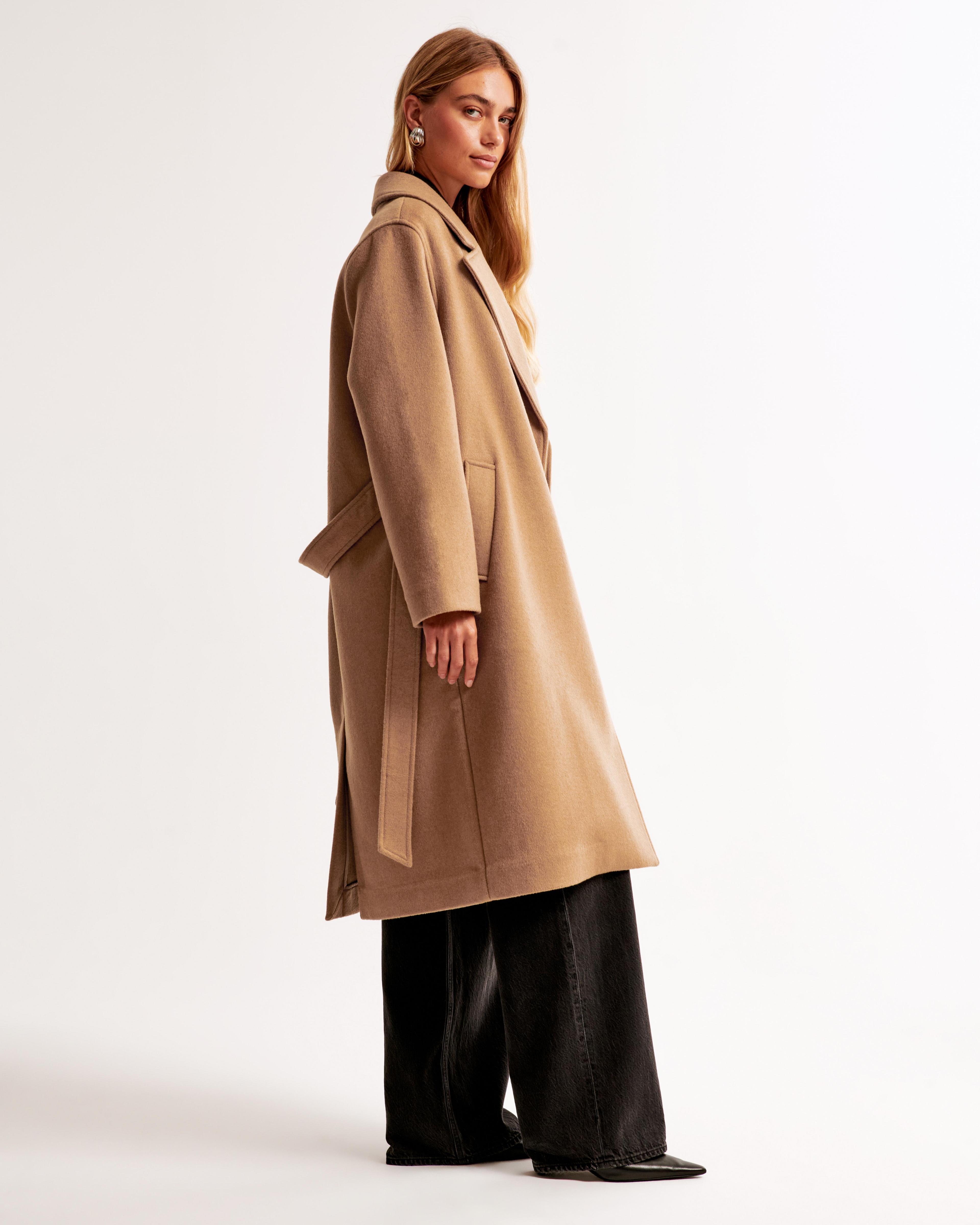 Double-Cloth Belted Wool-Blend Coat Product Image