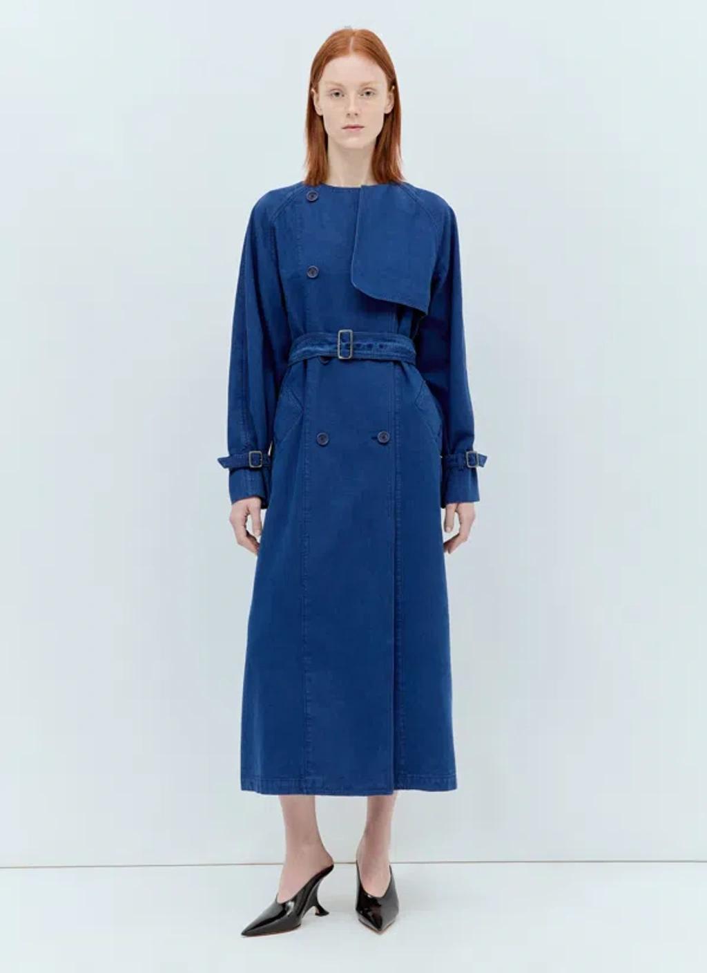 MAX MARA Calao Long Denim Trench Coat In Blue Product Image