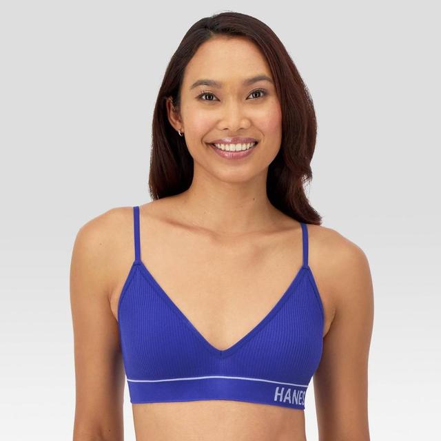 Hanes Originals Womens Ribbed Seamless Triangle Bra MHB005 - Violet Indigo Product Image