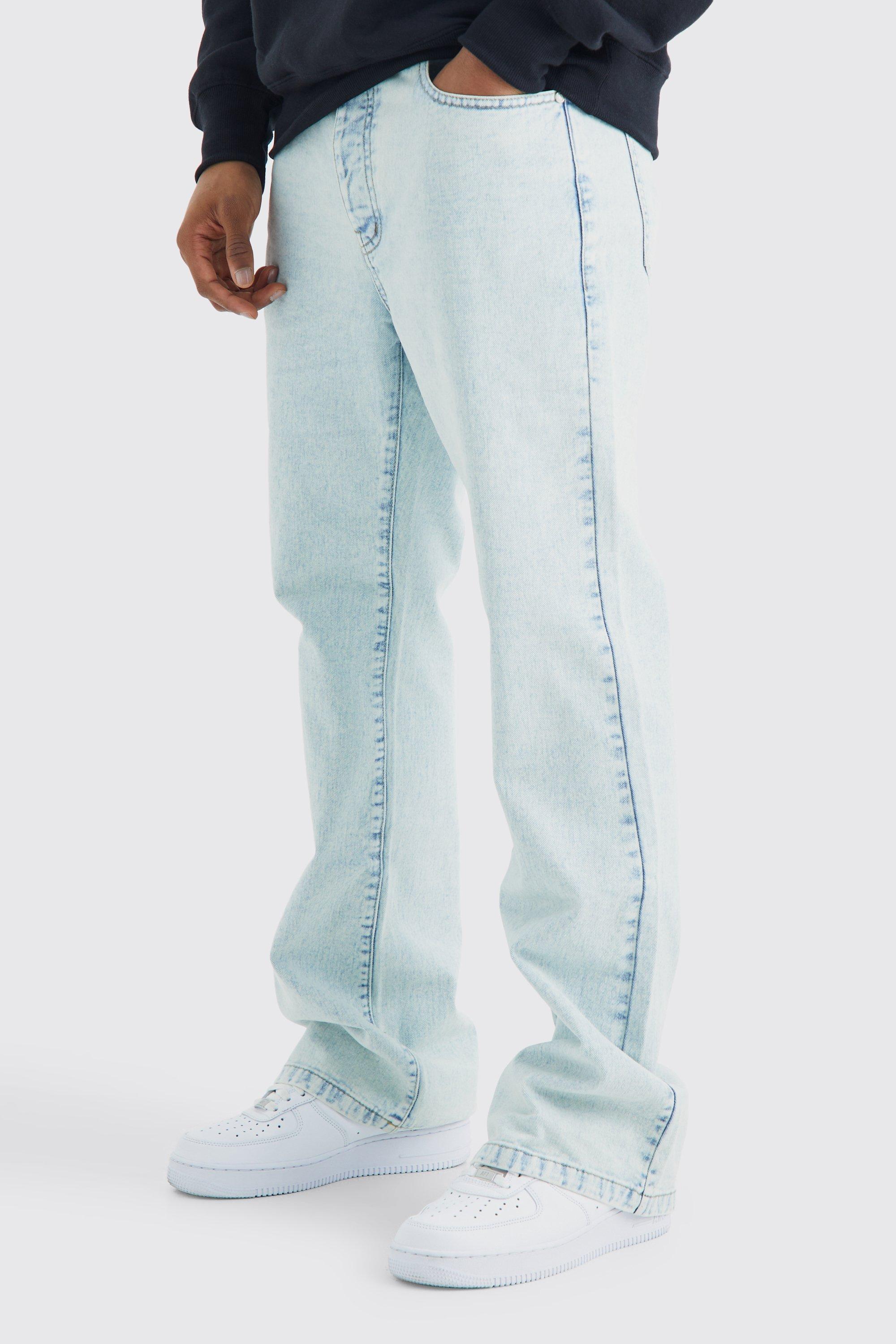 Mens Blue Relaxed Rigid Flare Jean, Blue Product Image