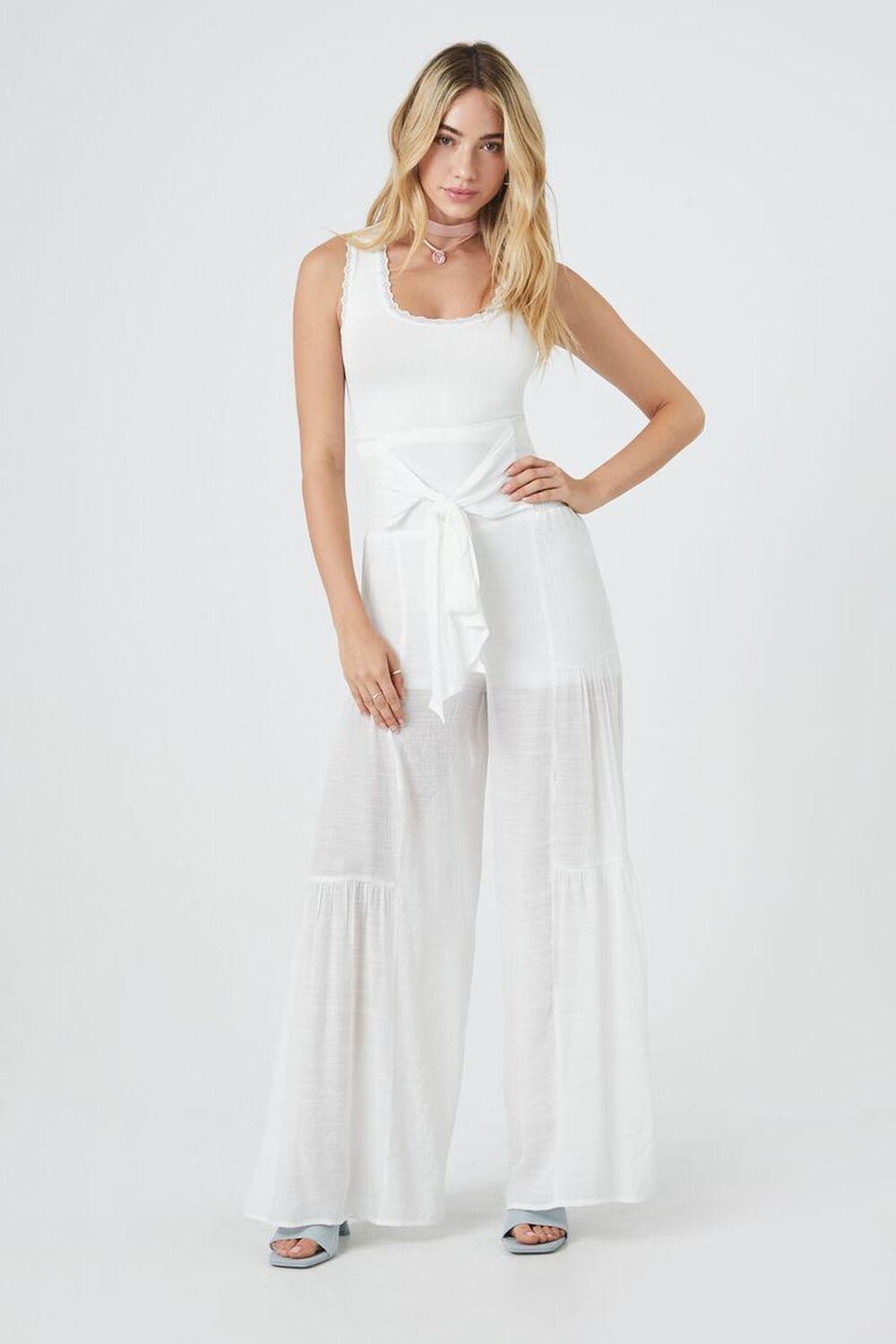 Tiered Tie-Front Wide-Leg Pants | Forever 21 product image