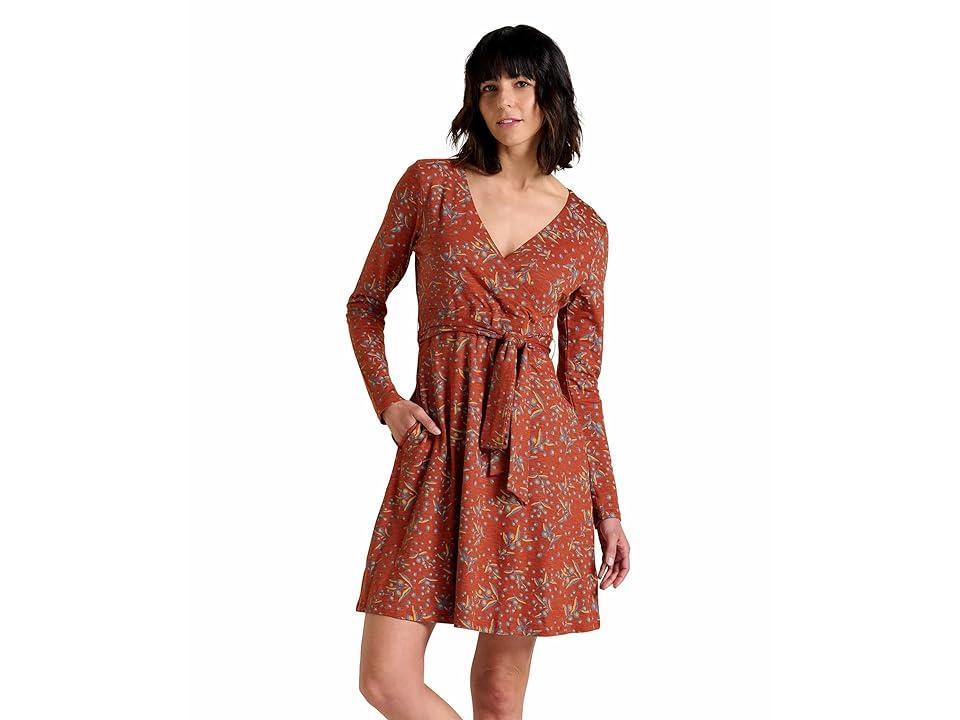 Toad&Co Cue Wrap Dress (Cinnamon Seedpod Print) Women's Dress Product Image