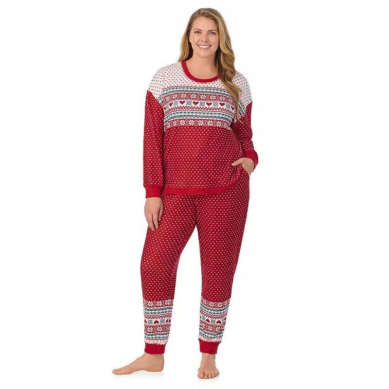 Plus Size Cuddl Duds Sweater Knit Crewneck Pajama Top & Jogger Pajama Bottoms Set, Womens Product Image