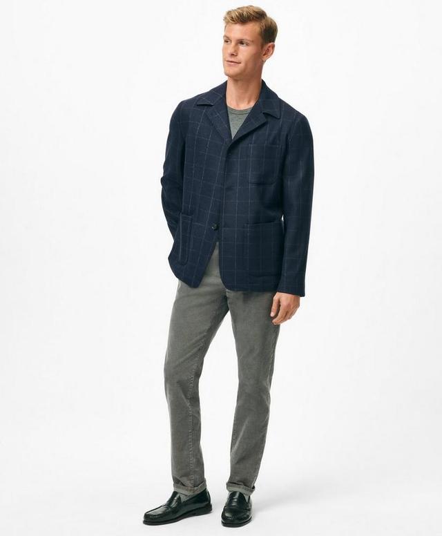 Tailored Shirt Jacket in Windowpane Wool-Cashmere Blend Product Image