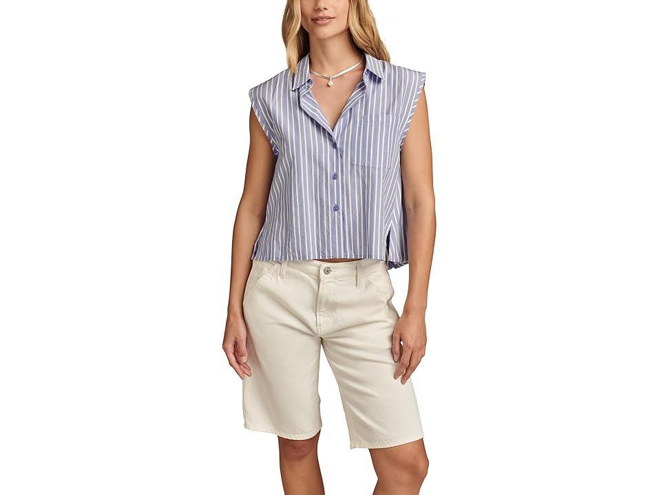 Lucky Brand Womens Cotton Sleeveless Bubble Hem Shirt Product Image