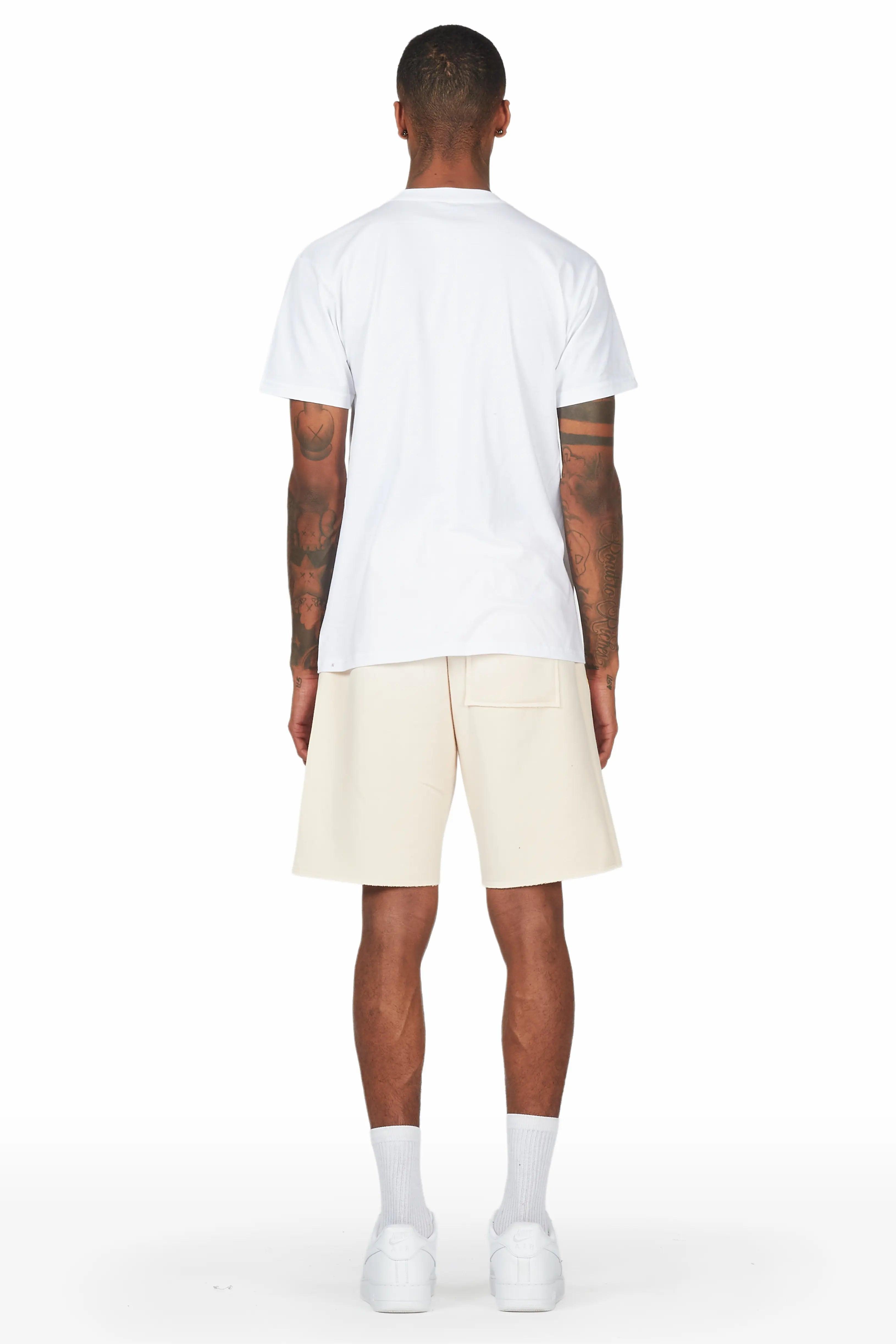 Rockstar Art Dist. White/Beige T-Shirt Short Set Male Product Image