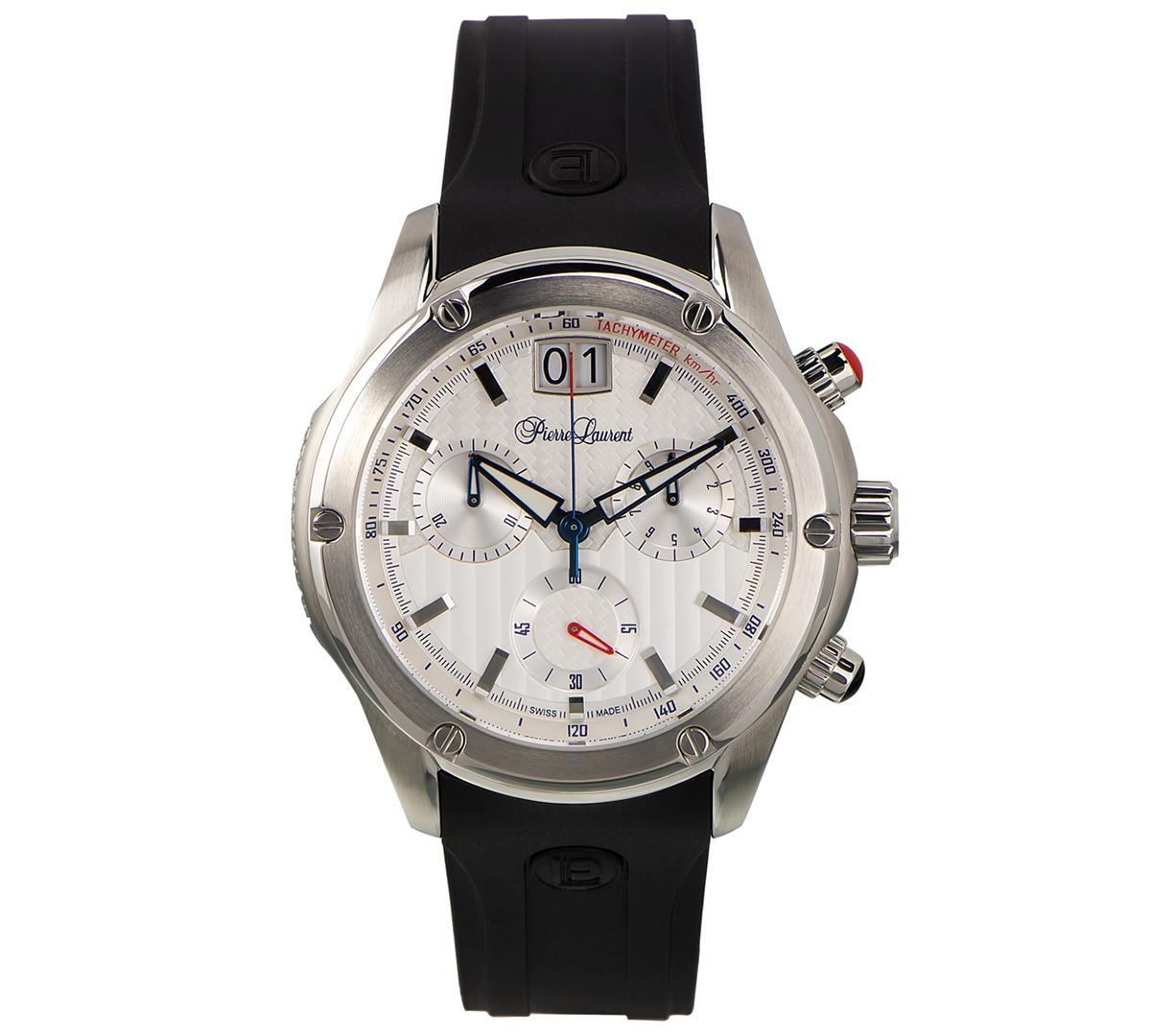 Pierre Laurent Mens Performance Swiss Chronograph Rubber Strap Watch 45mm - Stainless Steel Product Image