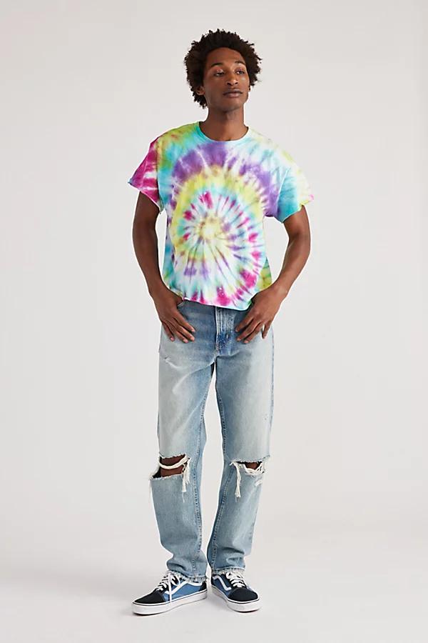 Urban Renewal Remade Tie-Dye Boxy Cropped Raw Cut Tee Mens at Urban Outfitters Product Image