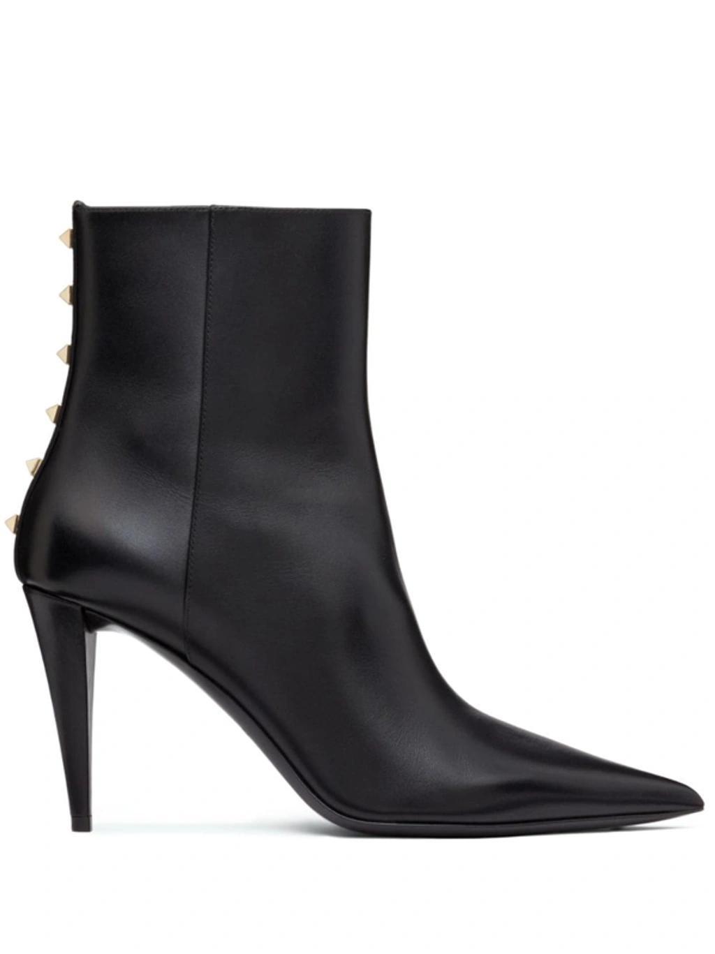 VALENTINO GARAVANI Women's Rockstud Calfskin Ankle Boots In Black Product Image