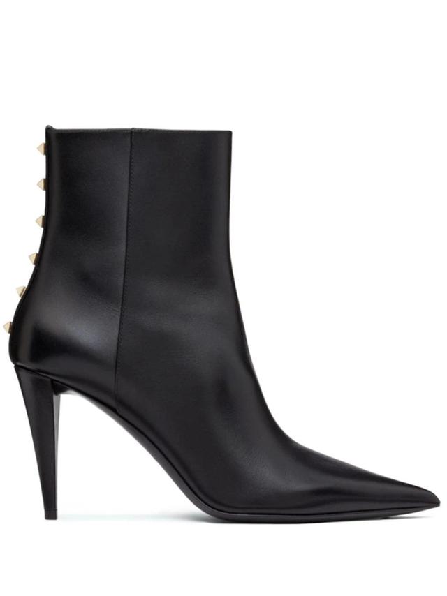 Women's Rockstud Calfskin Ankle Boots In Black Product Image