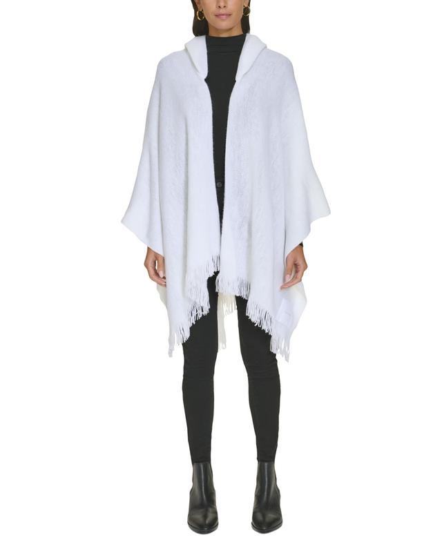 Calvin Klein Womens Hooded Fringe-Trim Shawl Product Image