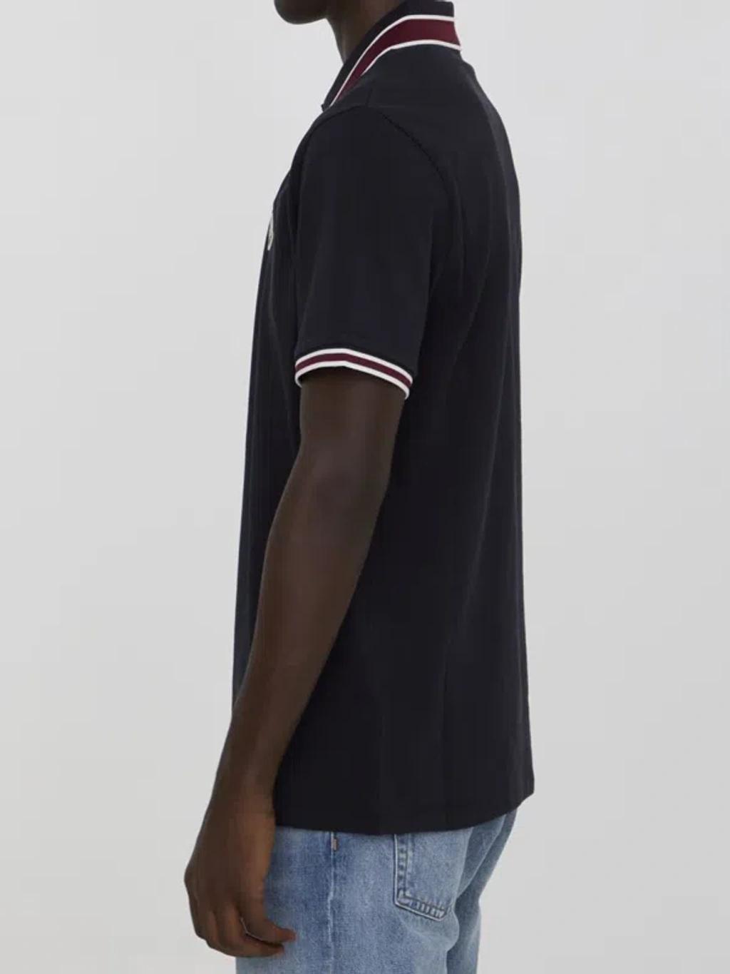 MONCLER Logo Patch Polo Shirt In Navy Product Image