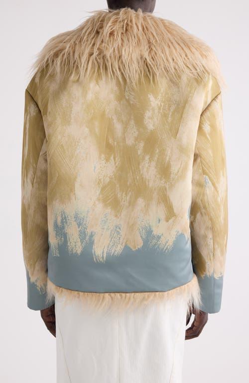 DRIES VAN NOTEN Printed Faux Fur-trimmed Jacket In 103 Beige Product Image