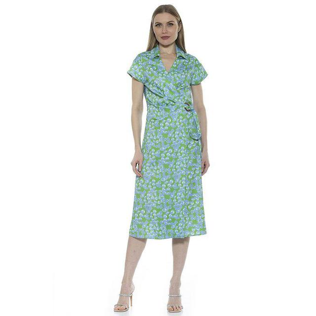 Womens ALEXIA ADMOR Paris Surplice Wrap Midi Dress With Waist Tie Product Image