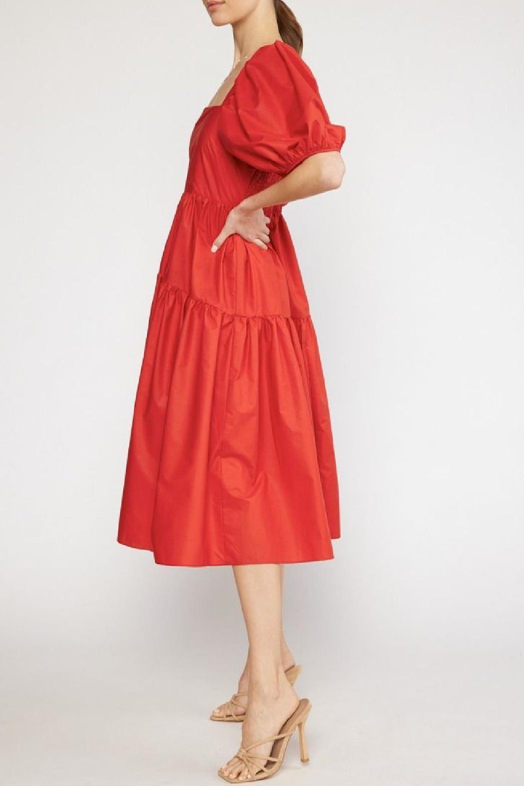 Puff Sleeve Midi Dress Product Image