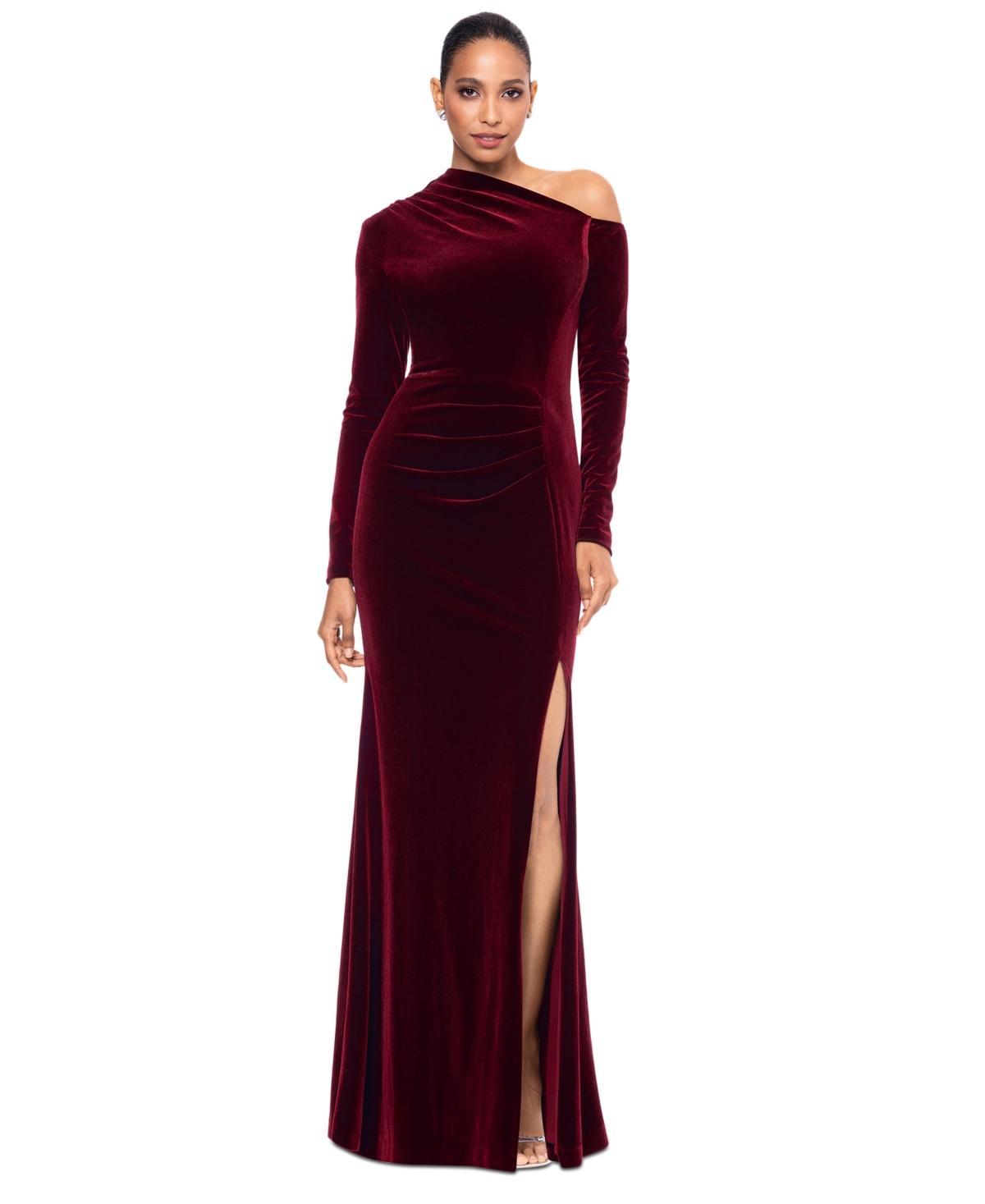 Betsy & Adam Womens Off-The-Shoulder Velvet Dress Product Image