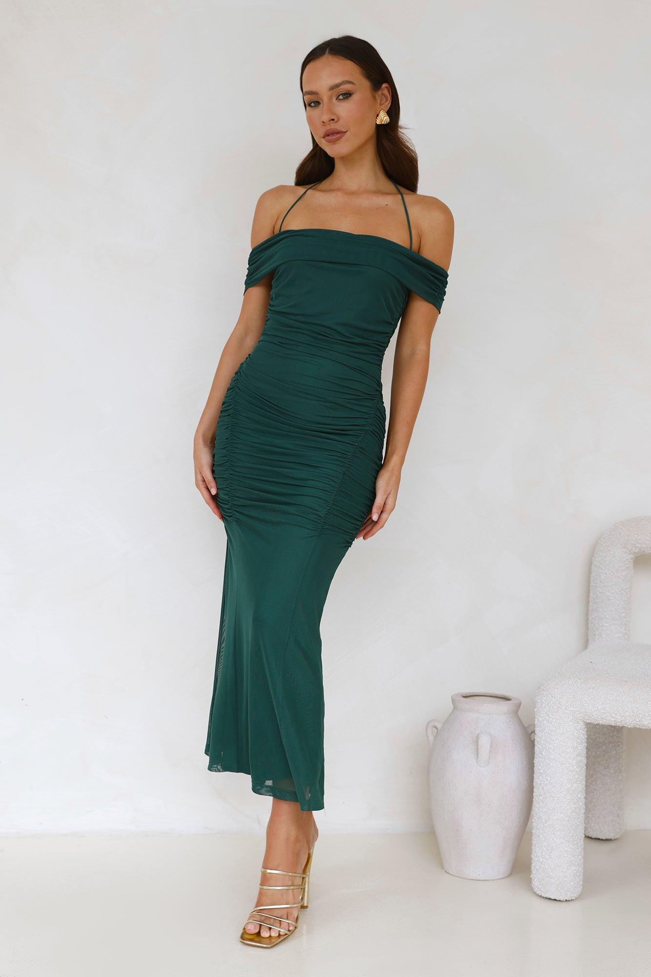 Dovie Off Shoulder Mesh Maxi Dress Teal Product Image