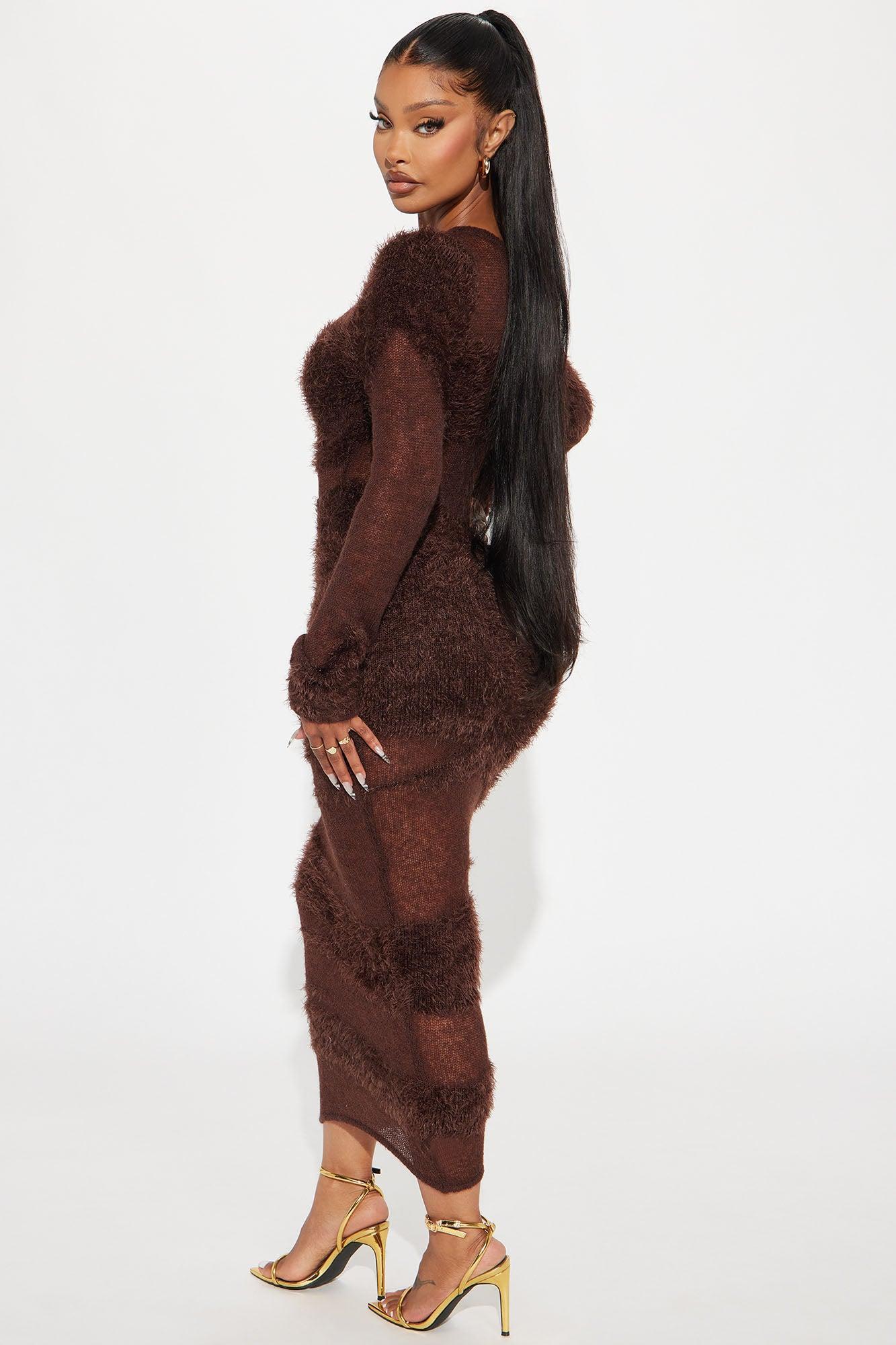 Danya Long Sleeve Maxi Dress - Brown Product Image