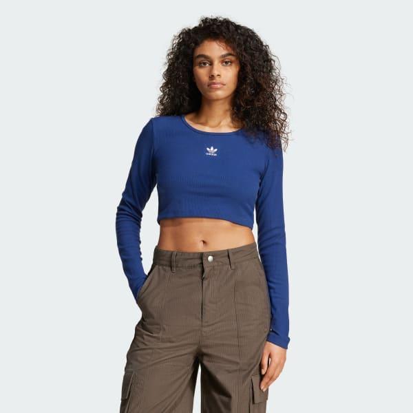 Essentials Ribbed Crop Long Sleeve Tee Product Image