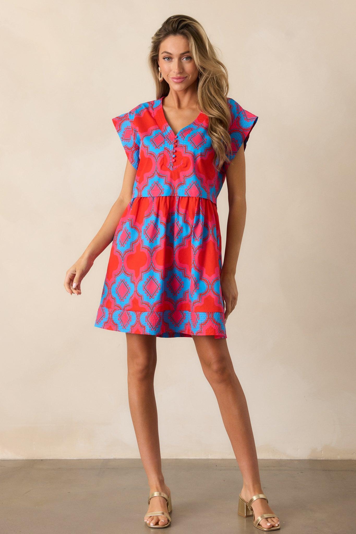 Doing Better Cotton Red Print Mini Dress Product Image