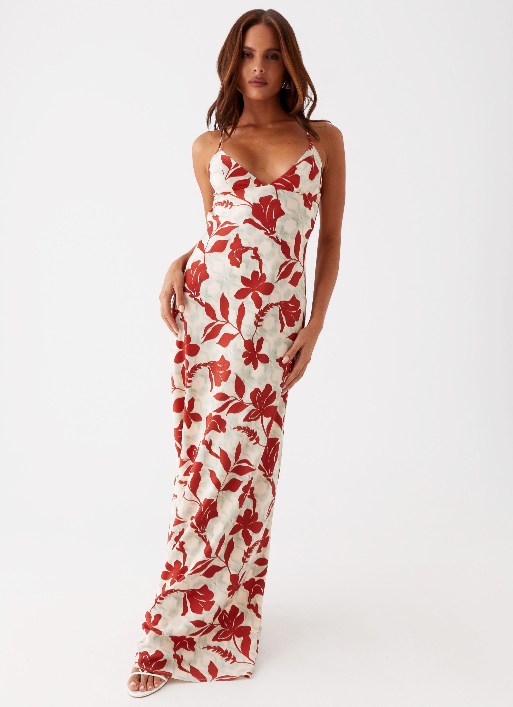 Cecily Maxi Dress - Red Green Floral Product Image