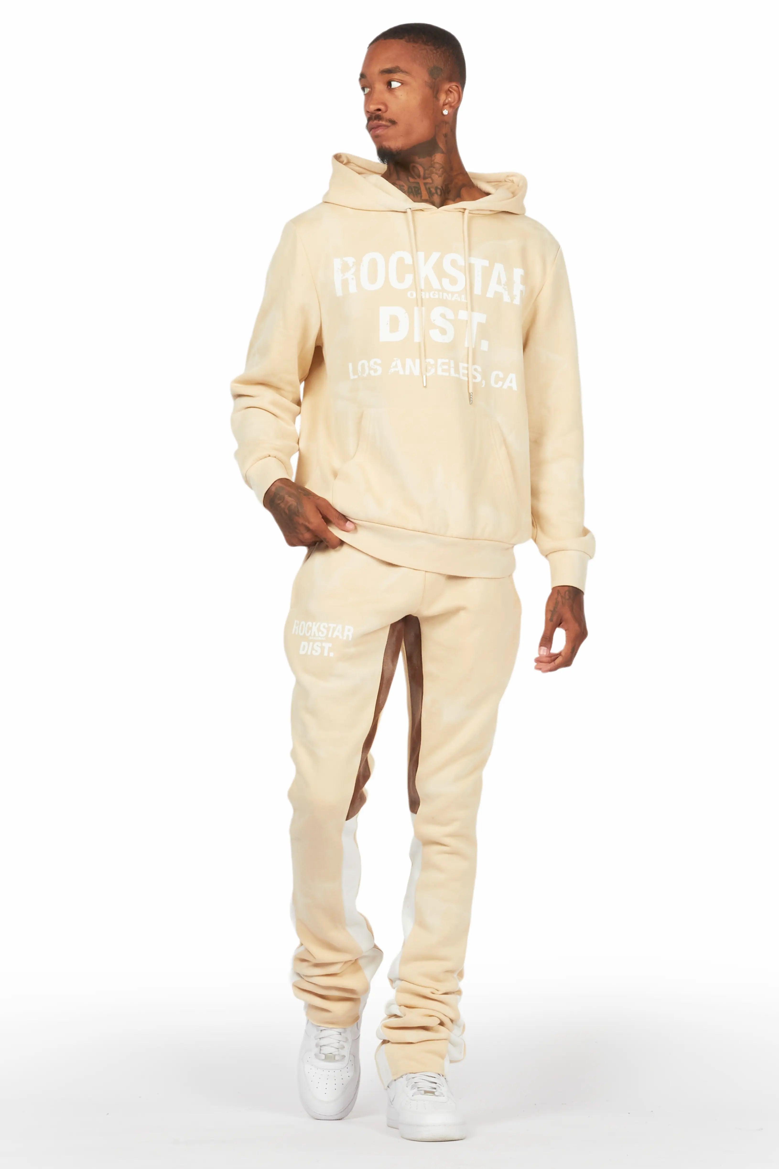 Nelly Beige Hoodie/Super Stacked Flare Pant Set Male Product Image