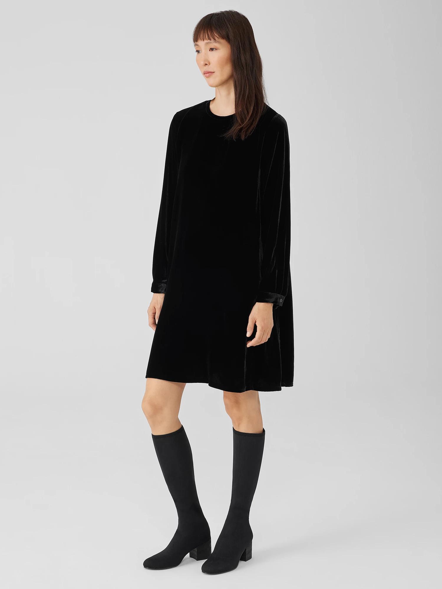 EILEEN FISHER Velvet Crew Neck Dressfemale Product Image