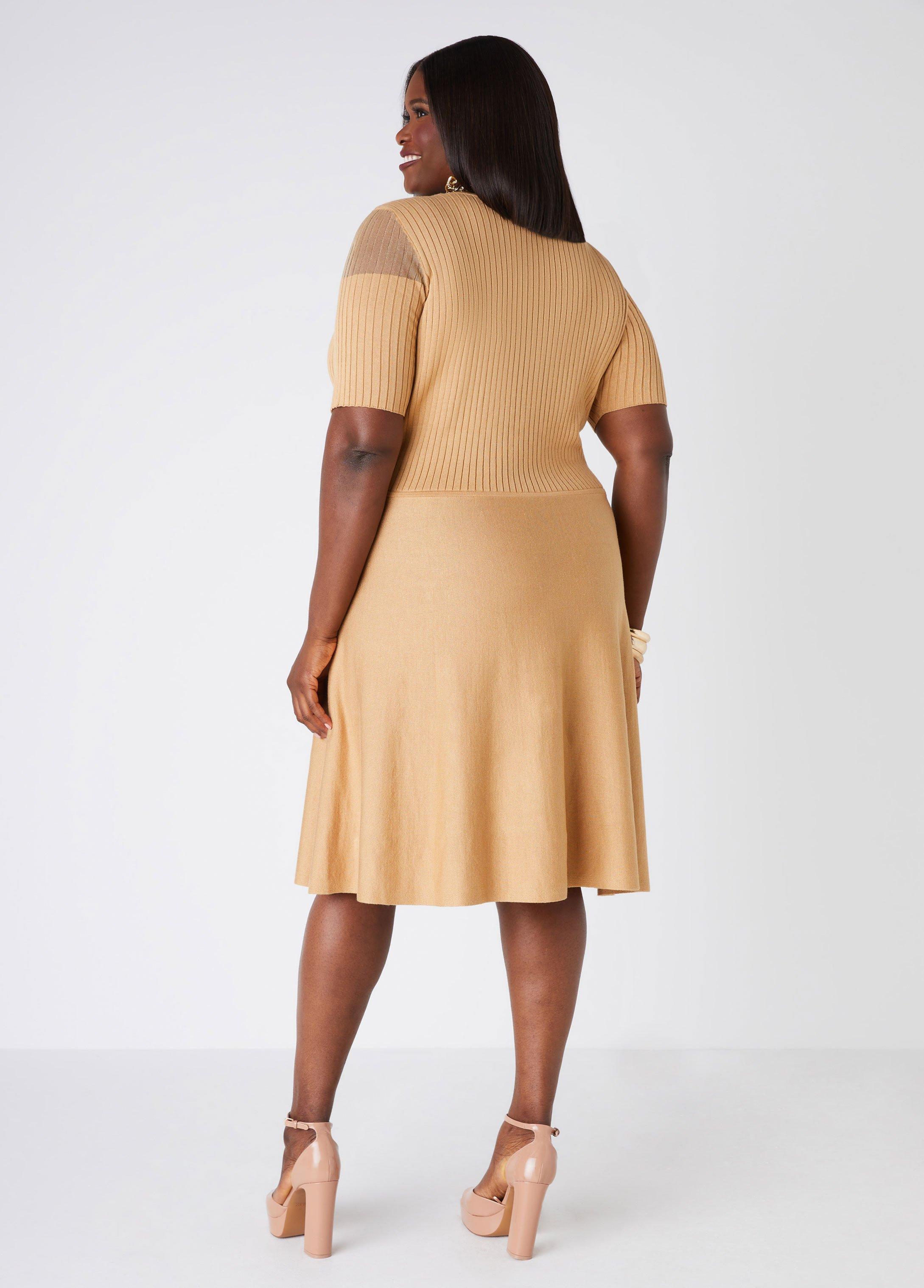 Plus Size A Line Paneled Sweater Dress Ashley Stewart Product Image